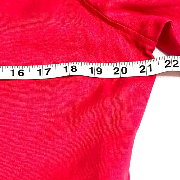 Kim Rogers Women's Top Button Down Shirt 100% Linen Cerise Pink Size 14P - Picture 6 of 7
